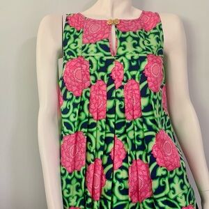 ❤️NWOT Lilly Pulitzer Fuchsia / Green / Navy Silk Sleeveless Blouse / Size 4